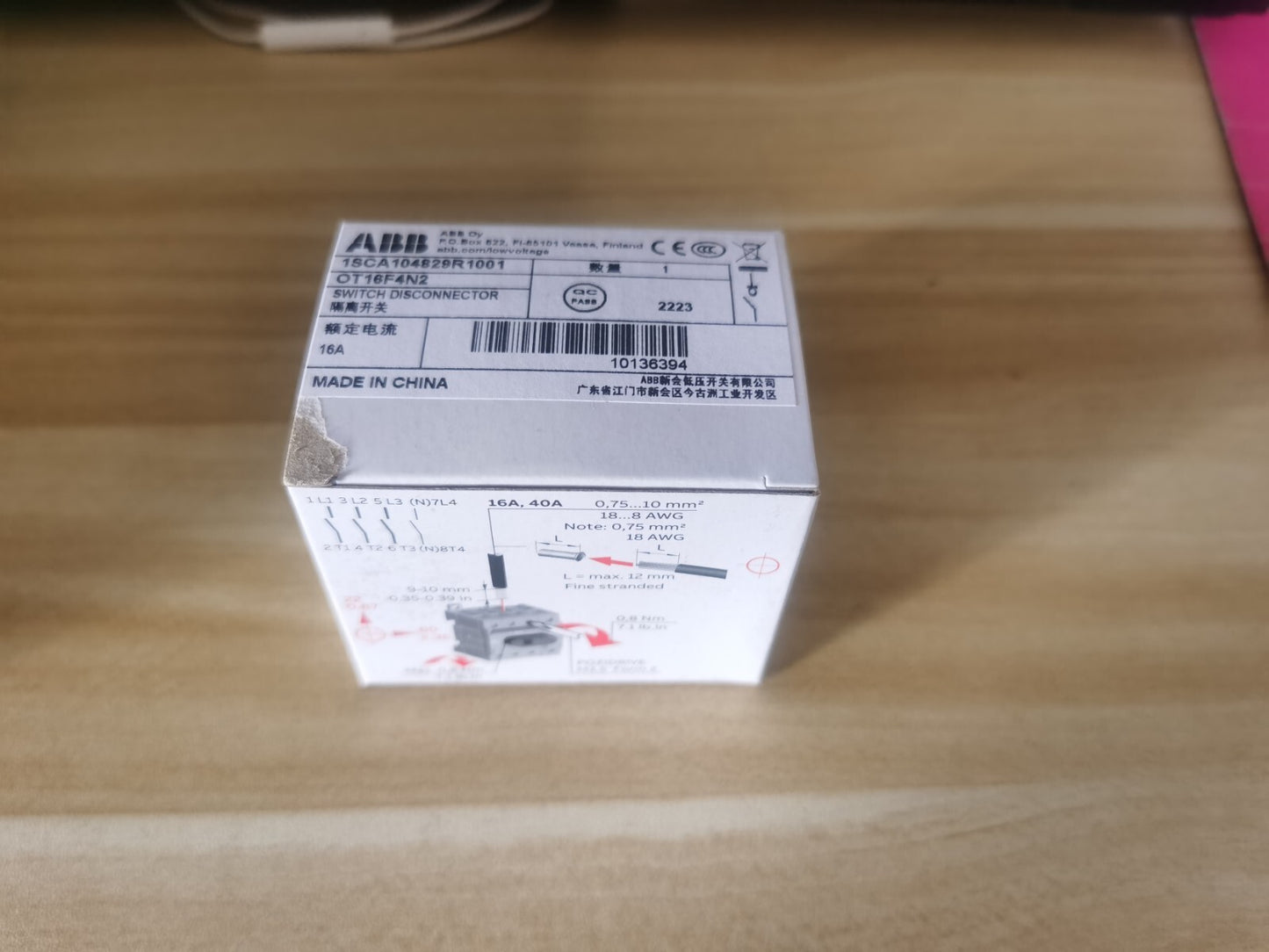 1PCS ABB OT16F4N2 1SCA104829R1001 4P, 16A Disconnector In Box