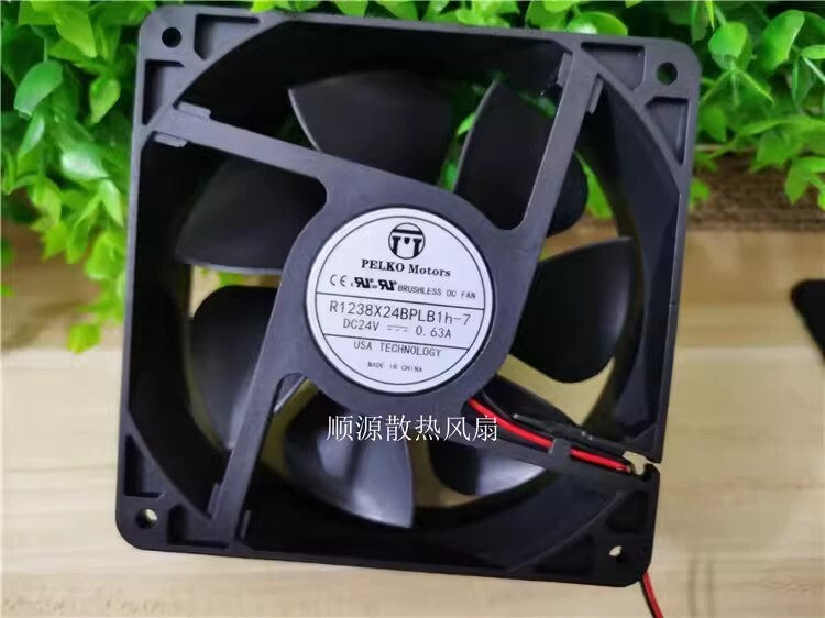 PELKOMOTORS R1238X24BPLB1h-7 12038 DC24V 0.63A 2-Wire Inverter Cooling Fan