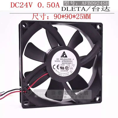 new DELTA AFB0924SH 9025 DC24V 0.50A 9CM 2-Wire Dual Ball Cooling Fan