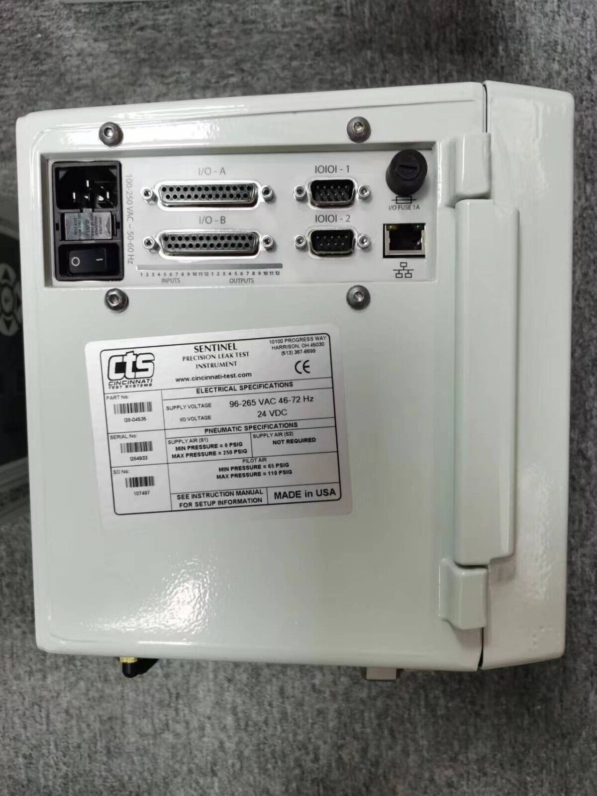 Used CTS I28 CINCINNATI Test Systems Sentinel Precision Leak Test Instrument - CINCINNATI