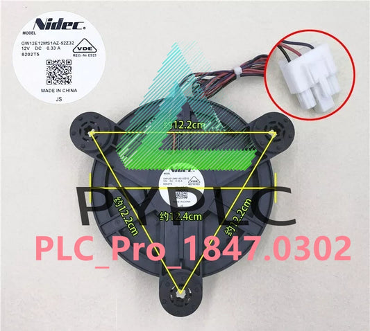 1PCS Nidec GW12E12MS1AZ-52Z32 For Haier Refrigera DC 12V 0.33A Fan 3pin