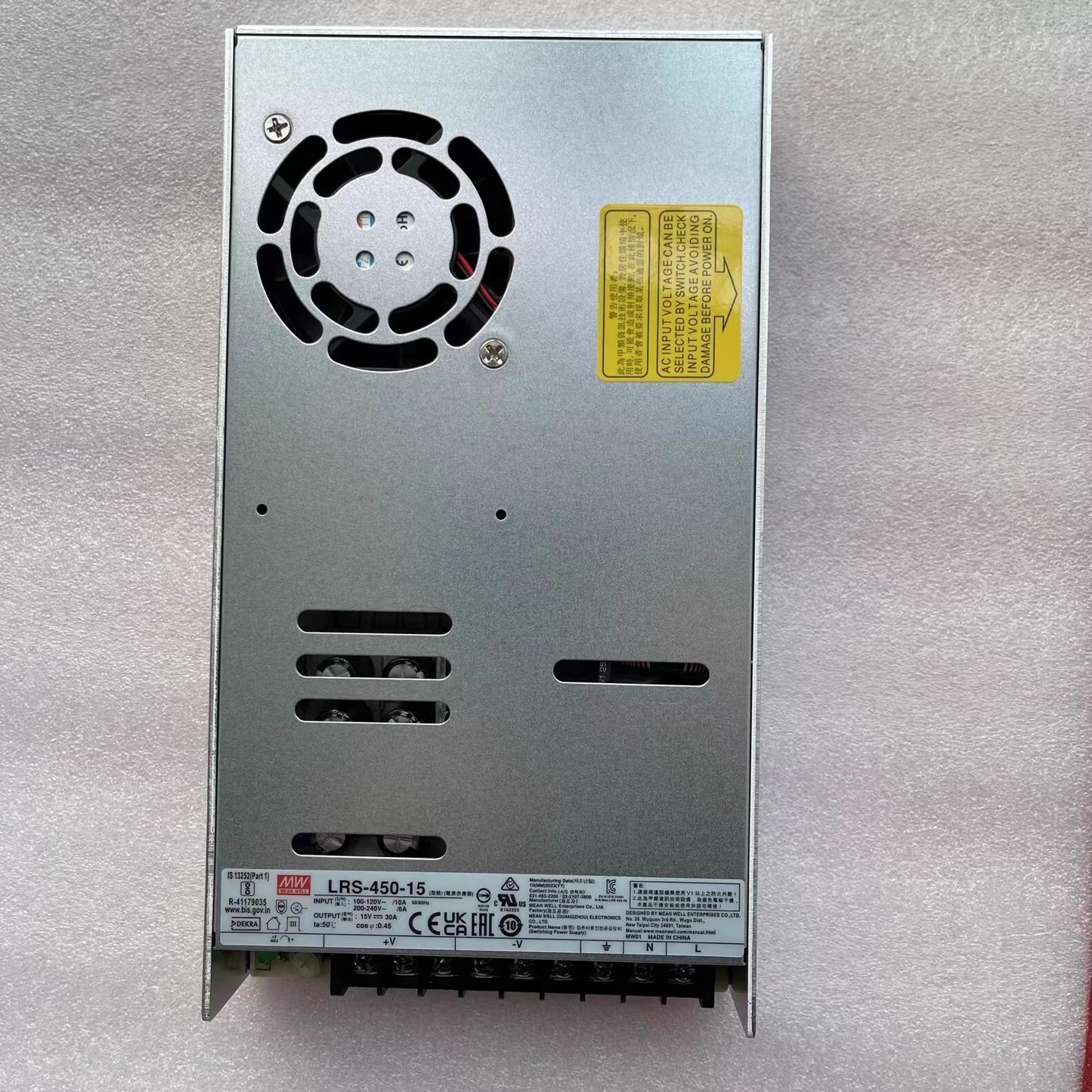 MEAN WELL LRS-450-15 15V 30A 450W Single Bank Output Power Supply