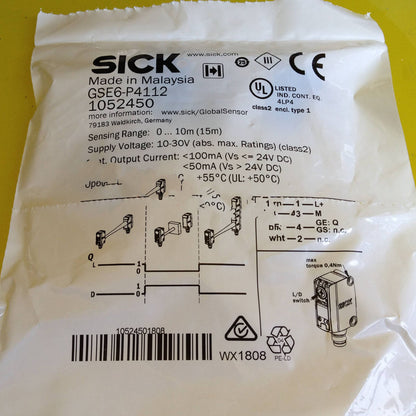 1PC SICK Photoelectric Sensor GSE6-P4112 24V DC 1.5m Range ±1% Accuracy IP67 - SICK