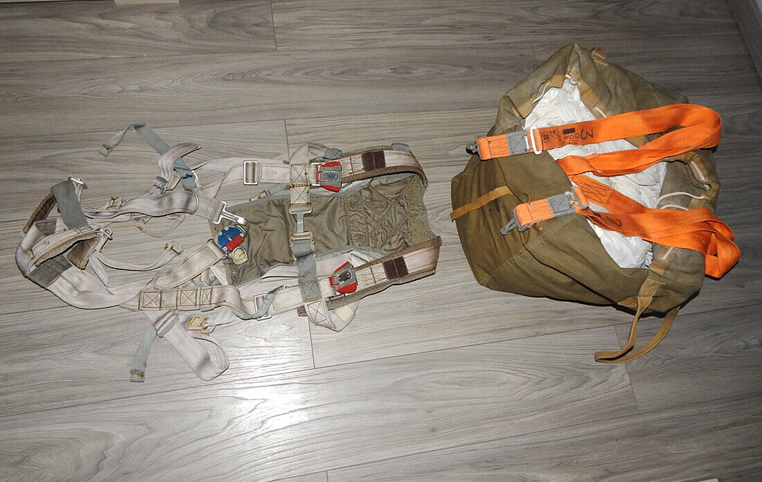 Used Soviet Russian Parachute PSU-36 Ejection Seat K-36 Orange Belt IPS-72 Harness - PARACHUTE EQUIPMENT