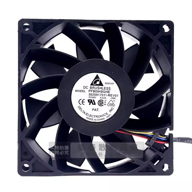 Delta PFB0948GHE 9238 DC48V 0.42A 4-Wire Dual Ball Cooling Fan
