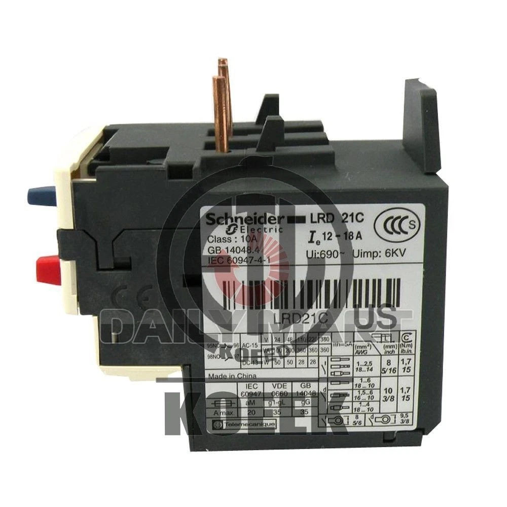 SCHNEIDER LRD21C 12-18A PLC Thermal Overload Relay