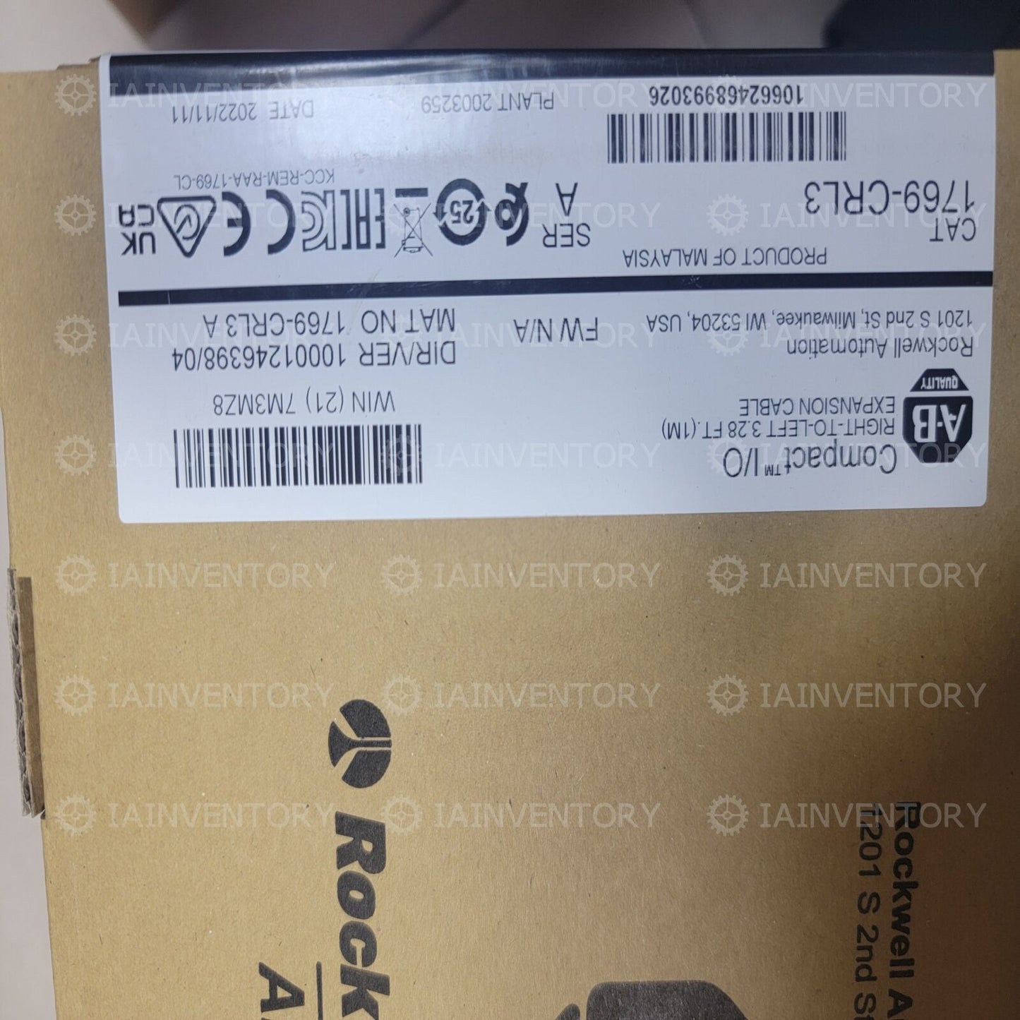 NEW Allen-Bradley 1769-CRL3 Compact Bus Ext Cable Right to Left - ALLEN-BRADLEY