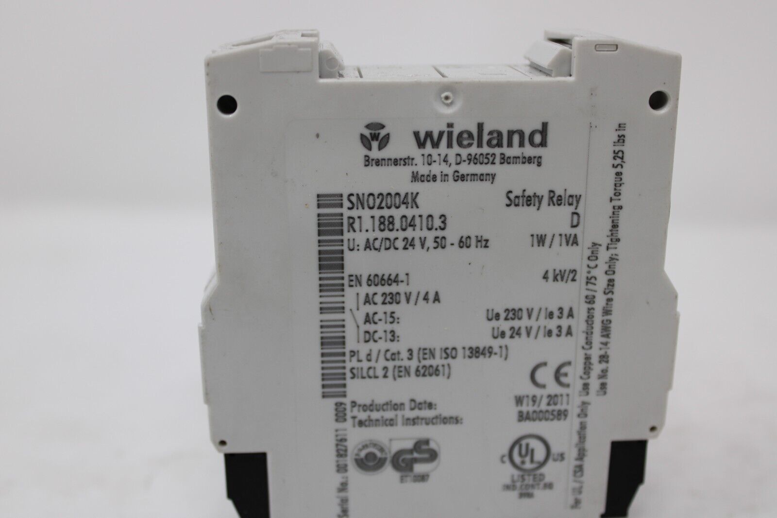 used Wieland SNO 2004K Safety Relay - WIELAND