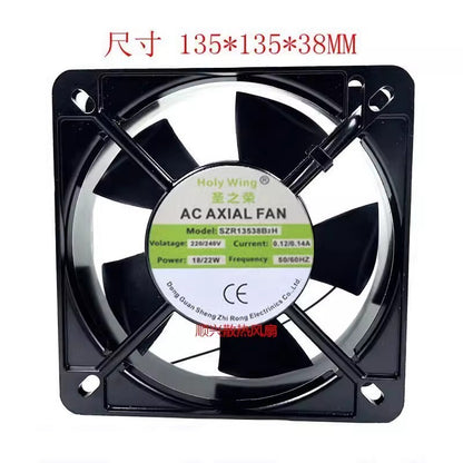 1PCS SZR13538B2H 220V-240V 0.12/0.14A 18/22W 13.5CM Cooling Fan