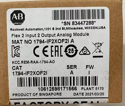 New Factory Sealed AB 1794-IF2XOF2I SER A FIex 2 lnpnt 2 Output Analog Module - FACTORY SEALED