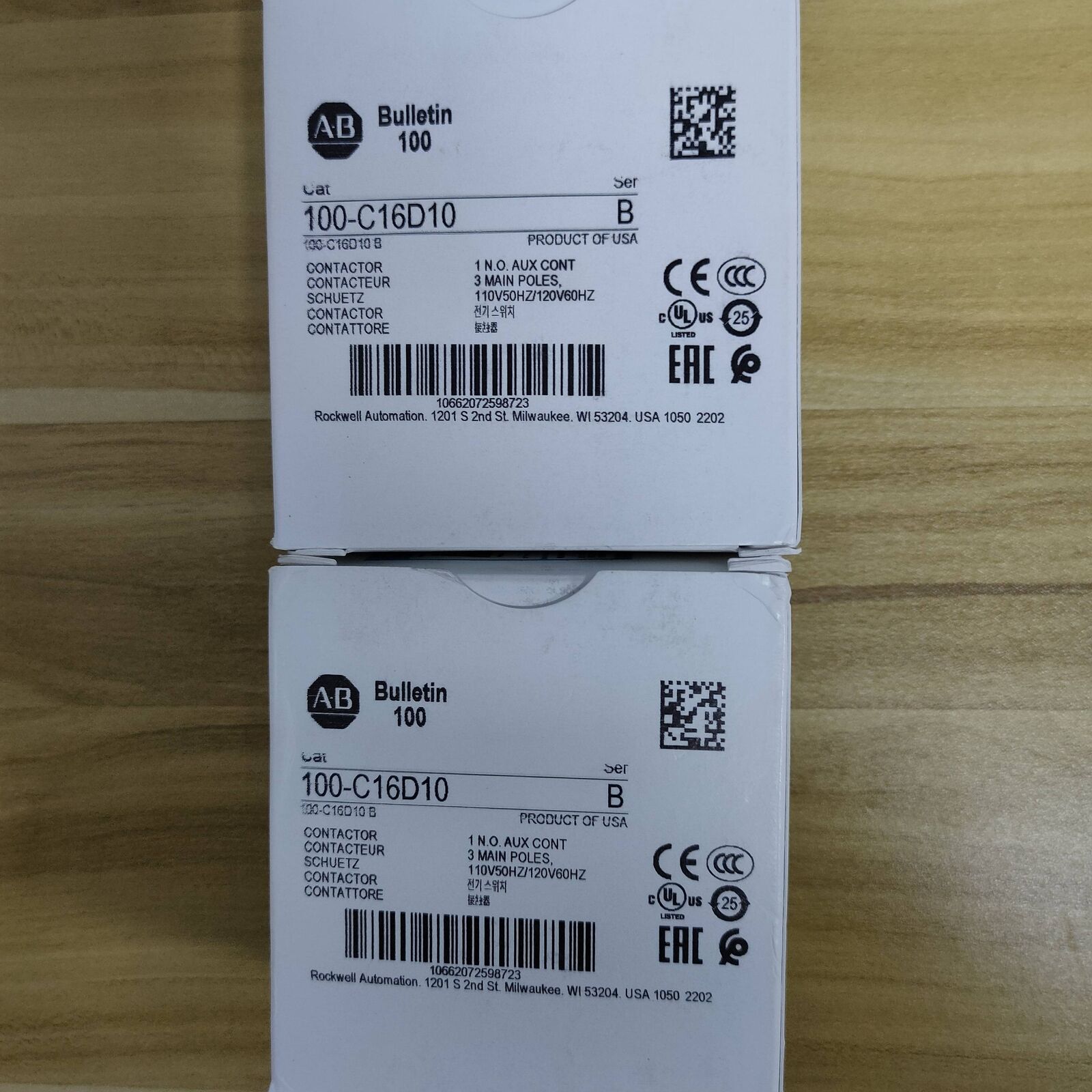 Allen-Bradley 100-C16D10 16 AMP 120VAC COIL IEC Contactor New Factory Sealed - 120VAC Contactor 16 AMP 100-C16D10 - ALLEN-BRADLEY