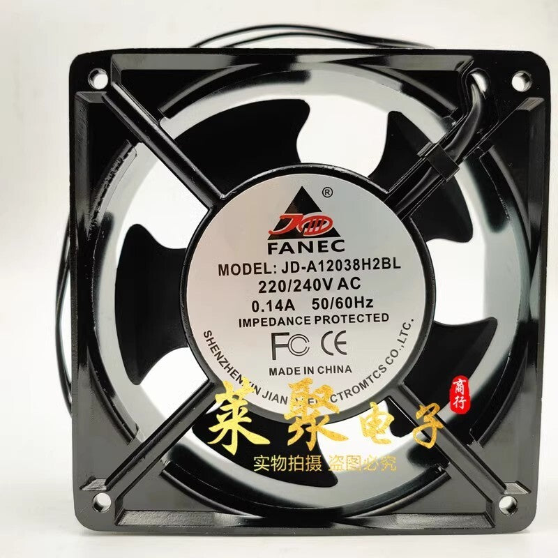 FANEC JD-A12038H2BL 12038 220V/240VAC 0.14A 12CM Metal Cooling Fan