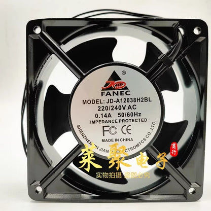 FANEC JD-A12038H2BL 12038 220V/240VAC 0.14A 12CM Metal Cooling Fan