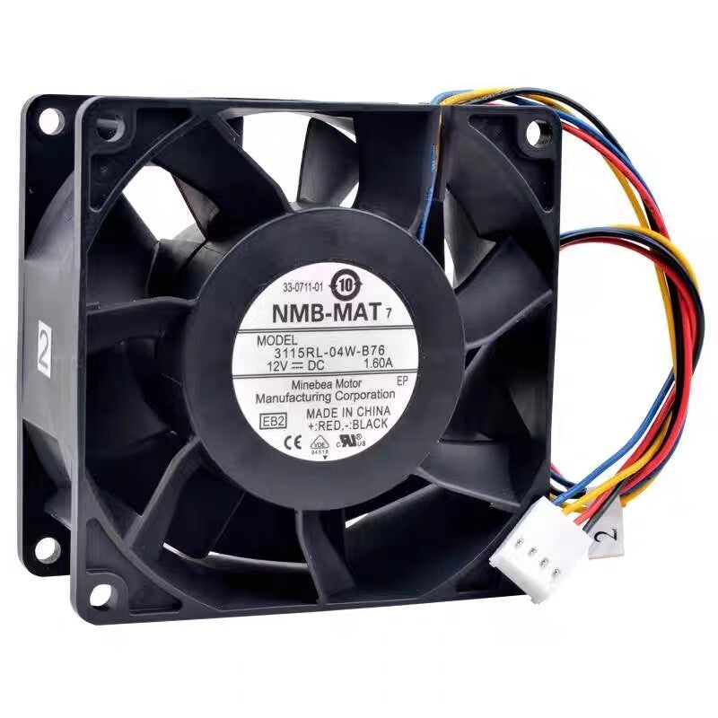 NMB 3115RL-04W-B76 8038 DC12V 1.60A 8CM 4-Pin High Rotation Server Cooling Fan