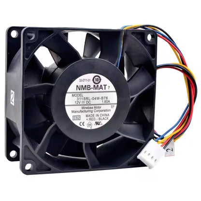 NMB 3115RL-04W-B76 8038 DC12V 1.60A 8CM 4-Pin High Rotation Server Cooling Fan