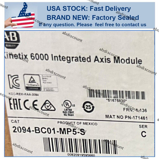NEW ALLEN BRADLEY SER C KINETIX 6000 SERVO DRIVE 2094BC01MP5S Model: Kinetix 6000 SERVO DRIVE, Brand: ALLEN BRADLEY - ALLEN BRADLEY