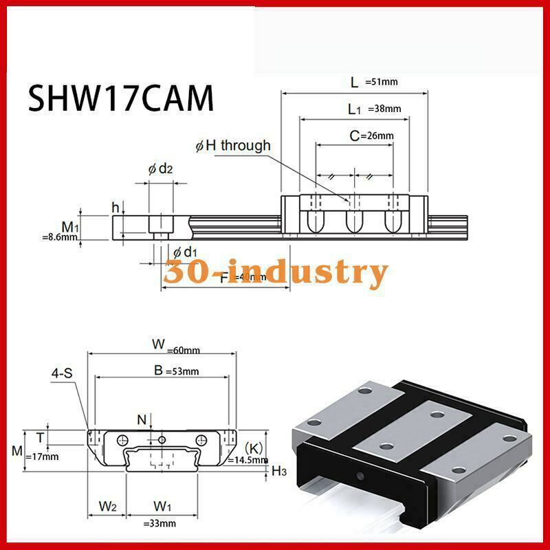 1Pcs SHW17CAM Linear Guide Slider 17x60x51mm for Smooth Motion - KOEED