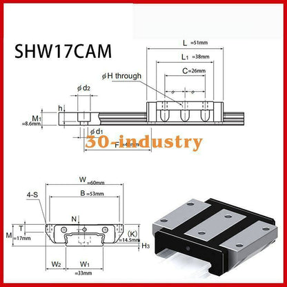 1Pcs SHW17CAM Linear Guide Slider 17x60x51mm for Smooth Motion - KOEED