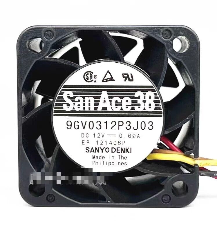 new Sanyo 9GV0312P3J03 3828 DC12V 0.60A 3.8CM 4-Wire Silent Cooling Fan