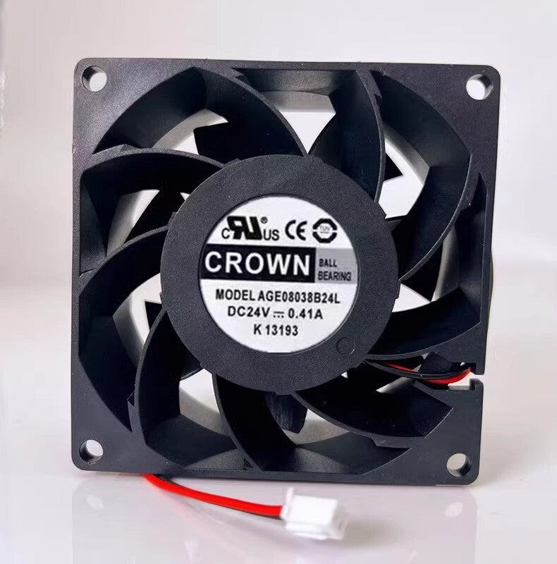 CROWN AGE08038B24L 8038 DC24V 0.41A 8CM 2-Wire Inverter Cooling Fan