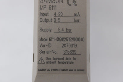 used Samson 6111-0020121712210000.00 - SAMSON
