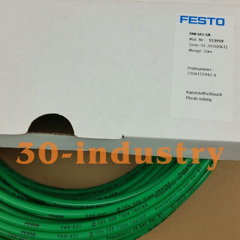 FESTO PAN-6X1-GN 50m Pneumatic Hose - Durable Plastic Tubing - FESTO