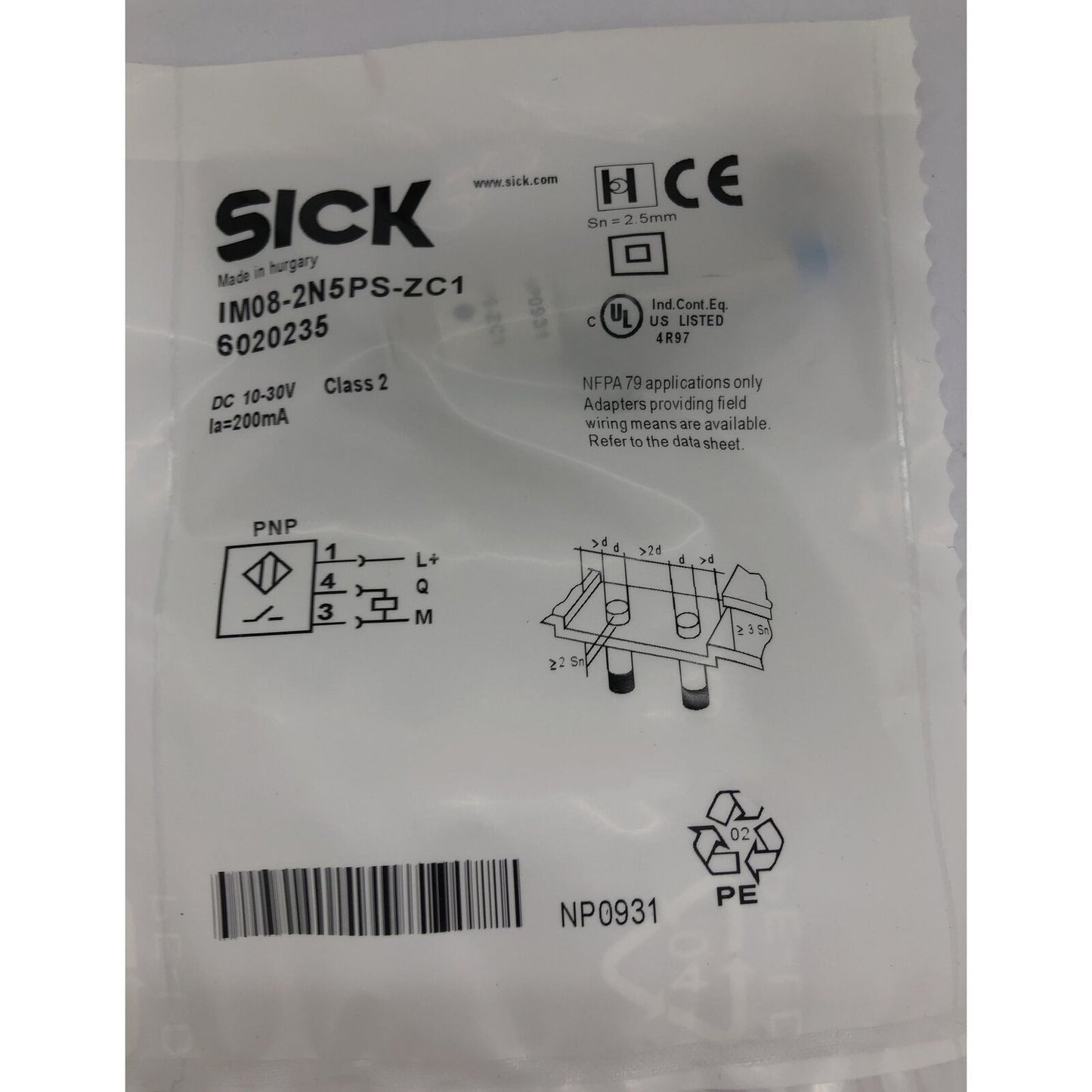 SICK IM08-2N5PS-ZC1 Proximity Switch Sensor SPOT STOCKS - High-precision sensor for accurate stock detection - SICK