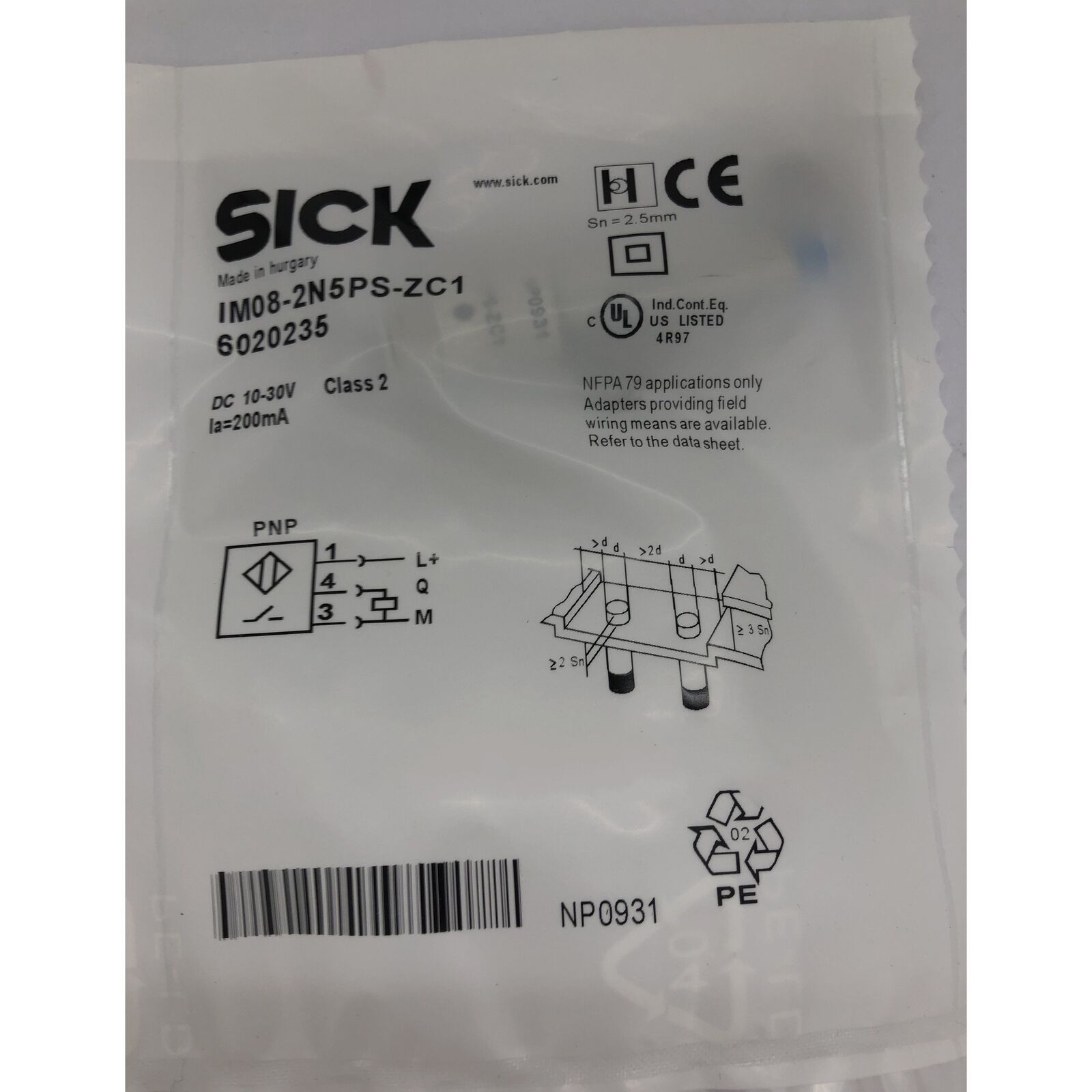 SICK IM08-2N5PS-ZC1 Proximity Switch Sensor SPOT STOCKS - High-precision sensor for accurate stock detection - SICK