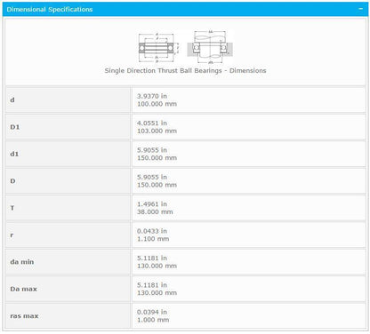 NTN 51220 Thrust Ball Bearing 100x103x150mm - NTN