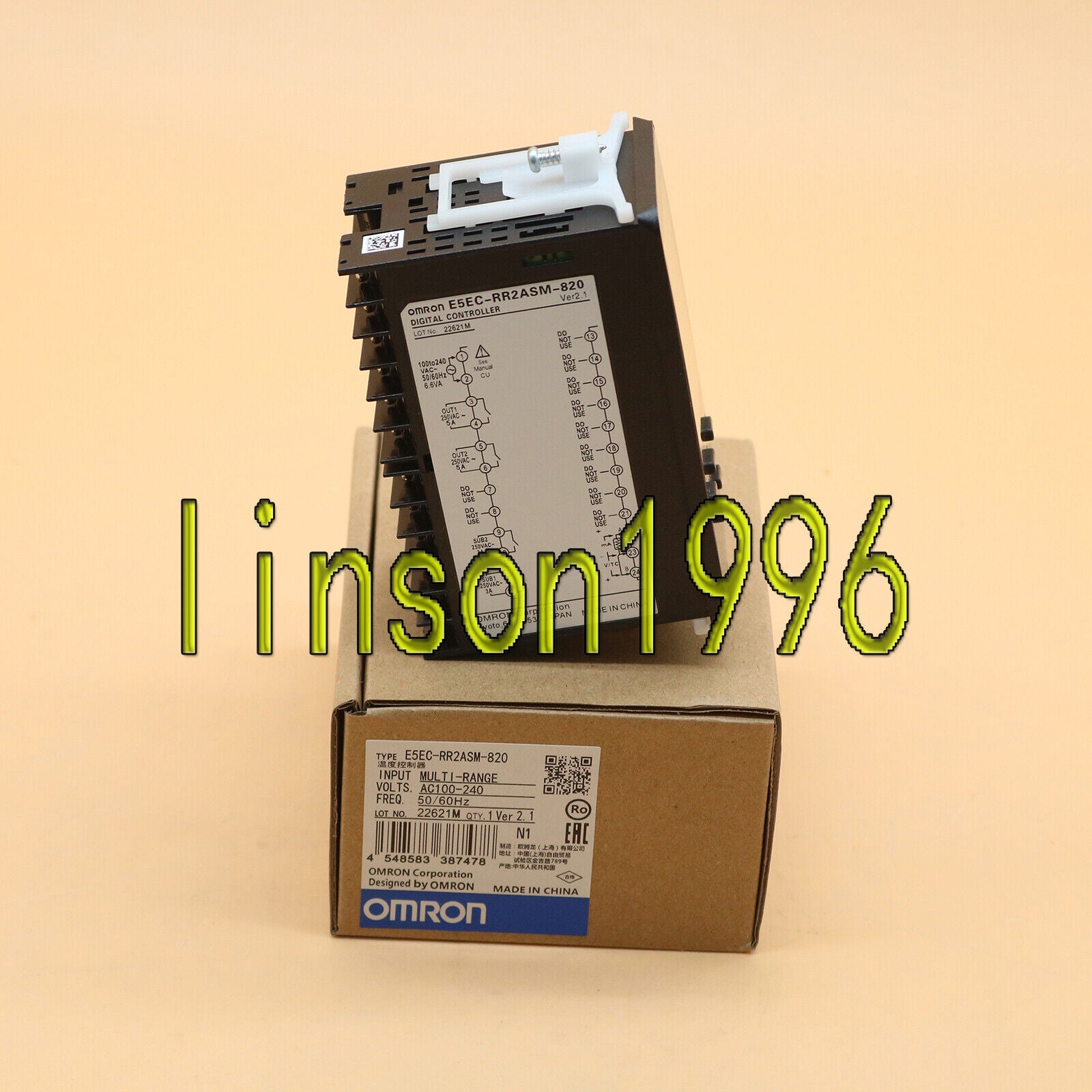 new ONE  Omron Temperature Controller E5EC-RR2ASM-820 100-240VAC