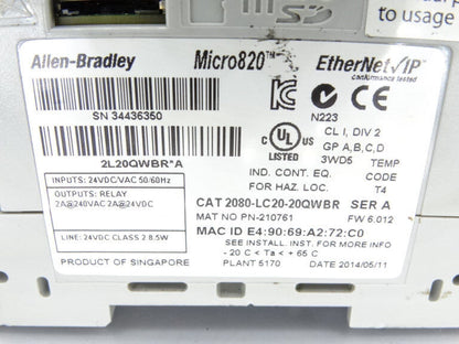 Allen Bradley 2080-LC20-20QWBR Series A PLC Module - ALLEN BRADLEY