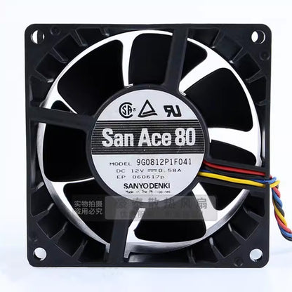 Sanyo 9G0812P1F041 8038 DC12V 0.58A 8CM 4-Wire Server Mute Cooling Fan