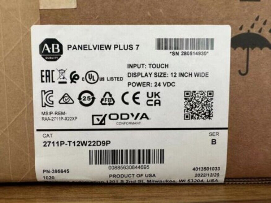 Allen-Bradley PanelView Plus 7 Touch 12 Model: 2711P-T12W22D9P - ALLEN-BRADLEY