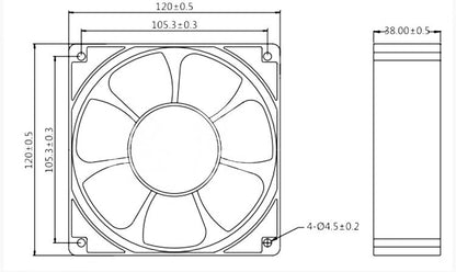 COFAN A1238L22B 220V 8/9W 0.06A 12CM axial flow heat fan