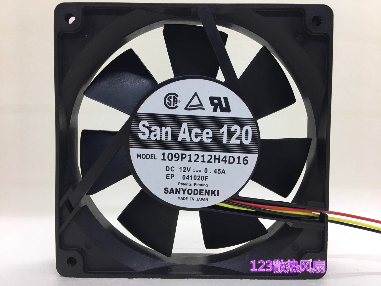 SANYO 109P1212H4D16 DC12V 0.45A 3-Wire Axial Cooling Fan