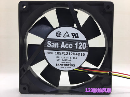 SANYO 109P1212H4D16 DC12V 0.45A 3-Wire Axial Cooling Fan