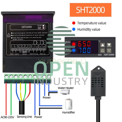 10A SHT2000 Temperature & Humidity Controller Hygrometer Thermostat Sensor