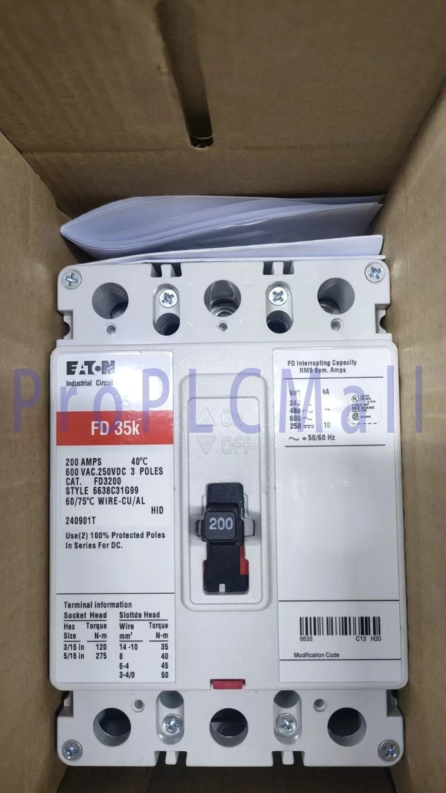 FD3200 Molded Case Circuit Breaker - 200A, 3-Phases, 600V