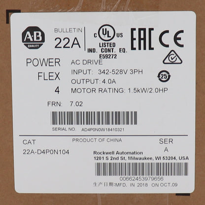 Allen-Bradley PowerFlex 4-1.5 kW (2 HP) AC Drive Factory Sealed - ALLEN-BRADLEY