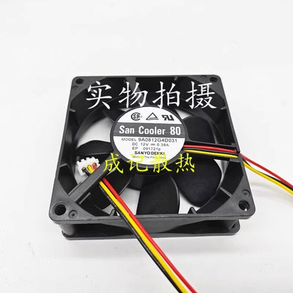 Sanyo 8025 9A0812G4D031 DC12V 0.38A 8CM 3-Wire Alarm Cooling Fan