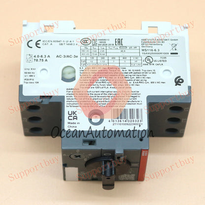 1PC ABB MS116-6.3 4.0-6.3A Motor Starter Fast Delivery