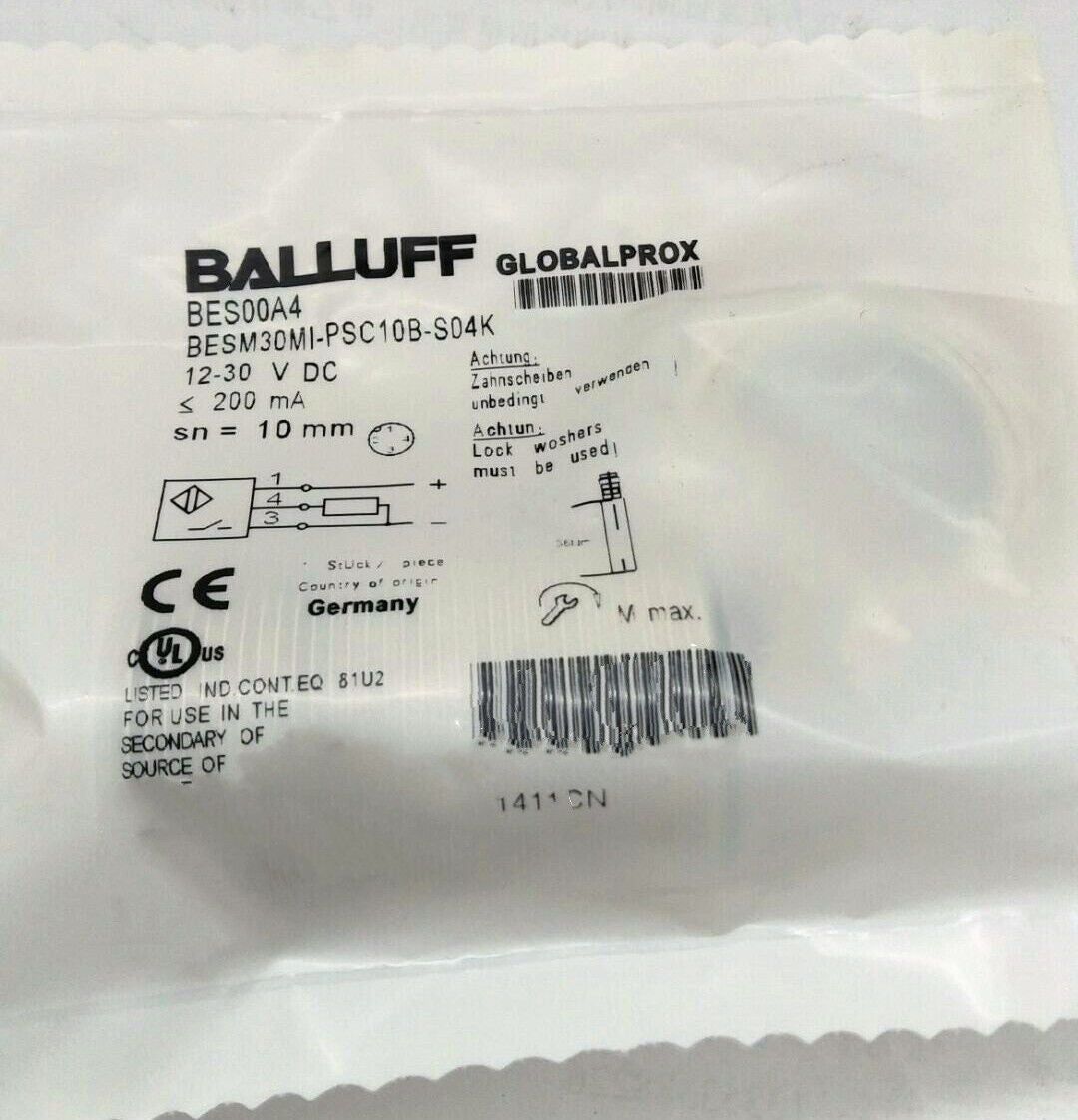 Balluff Proximity Switch BES M30MI-PSC10B-S04K - BALLUFF