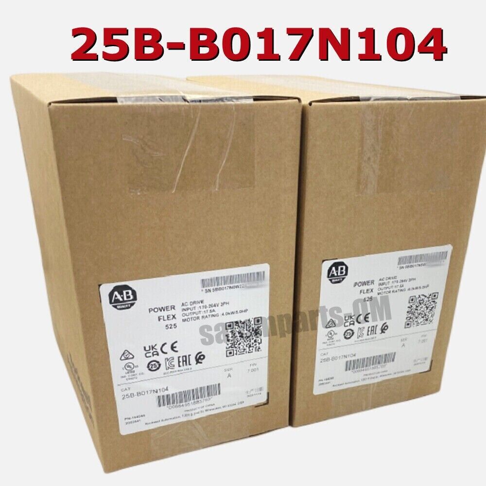 ABB PowerFlex 525 AC Drive 240VAC 5HP 2022 New Factory Sealed Model AB 25B-B017N104 - ABB