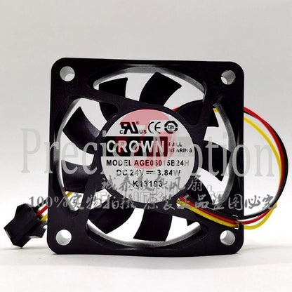 1 PCS CROWN Fan AGE06015B24H DC24V 3.84W 6015 6CM 3 wire cooling fan