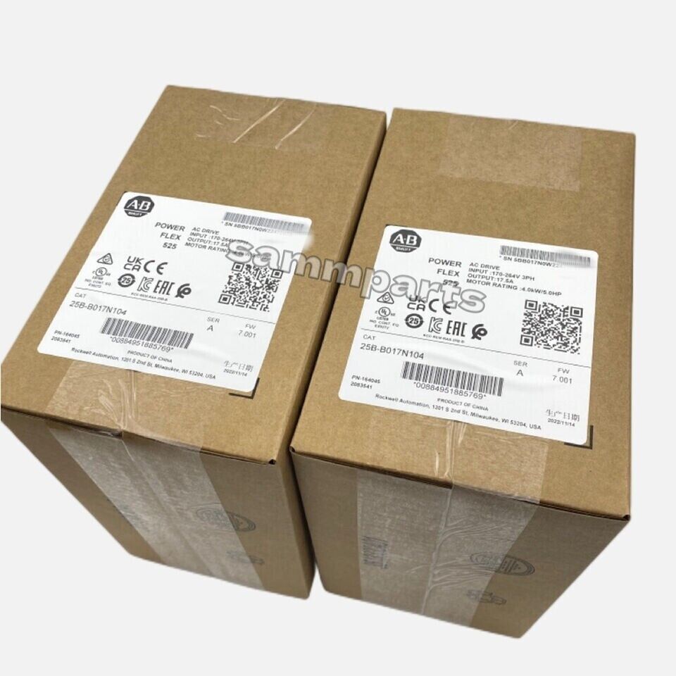 ABB PowerFlex 525 AC Drive 240VAC 5HP 2022 New Factory Sealed Model AB 25B-B017N104 - ABB