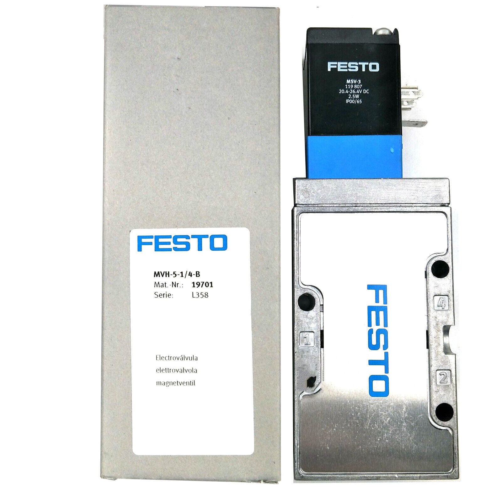 new  FESTO MVH-5-1/4-B 19701 Solenoid Valve