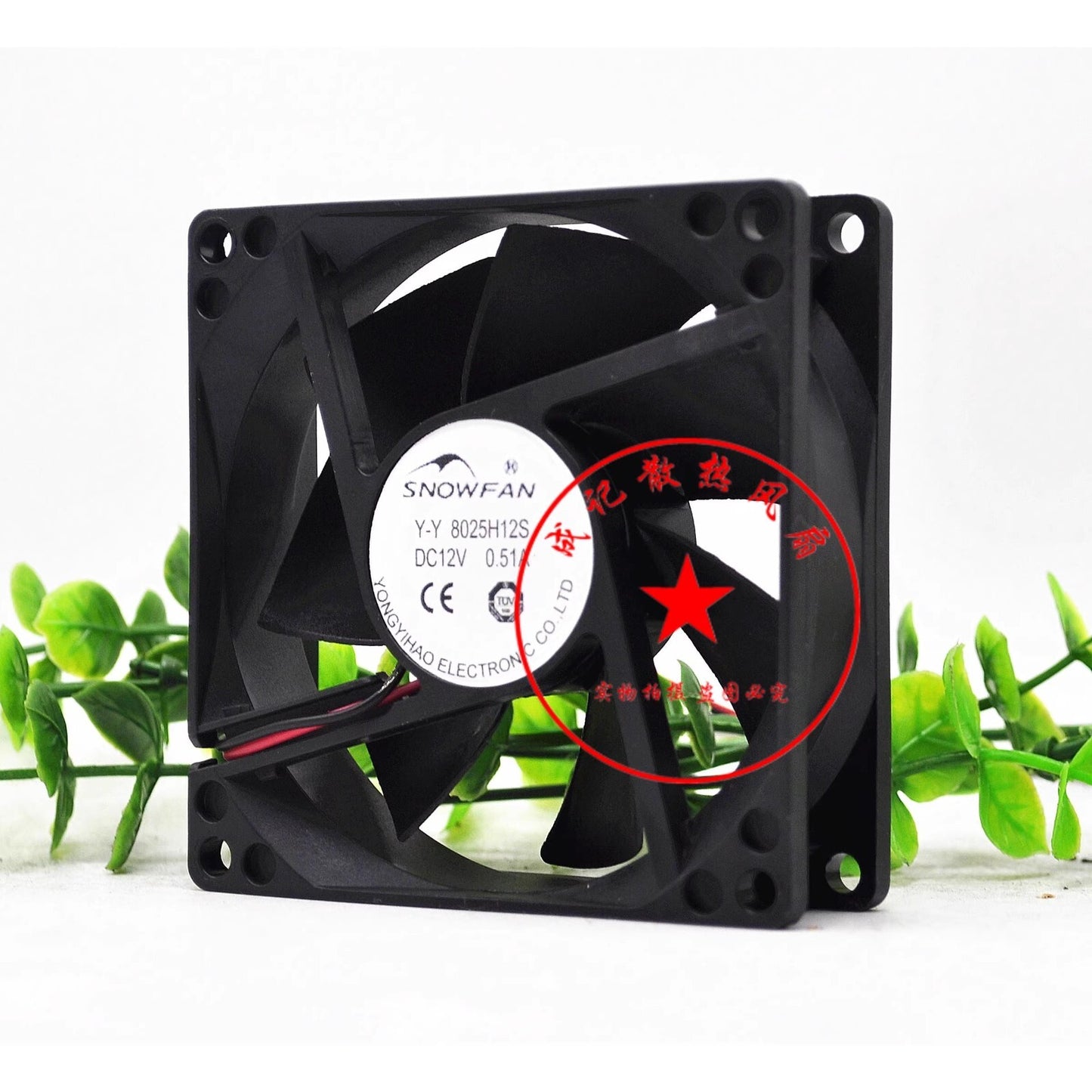 SNOWFAN Y-Y8025H12S 8025 DC12V 0.51A 8CM 2-Wire Silent Cooling Fan