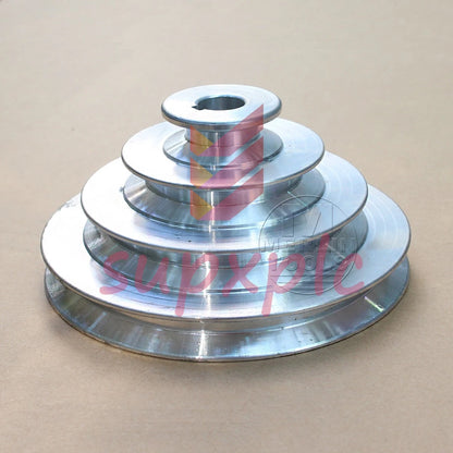 OD 130mm, 4 Step Pulley 16mm Bore for 1/2" = 12.7mm Belt width - Cast Aluminum
