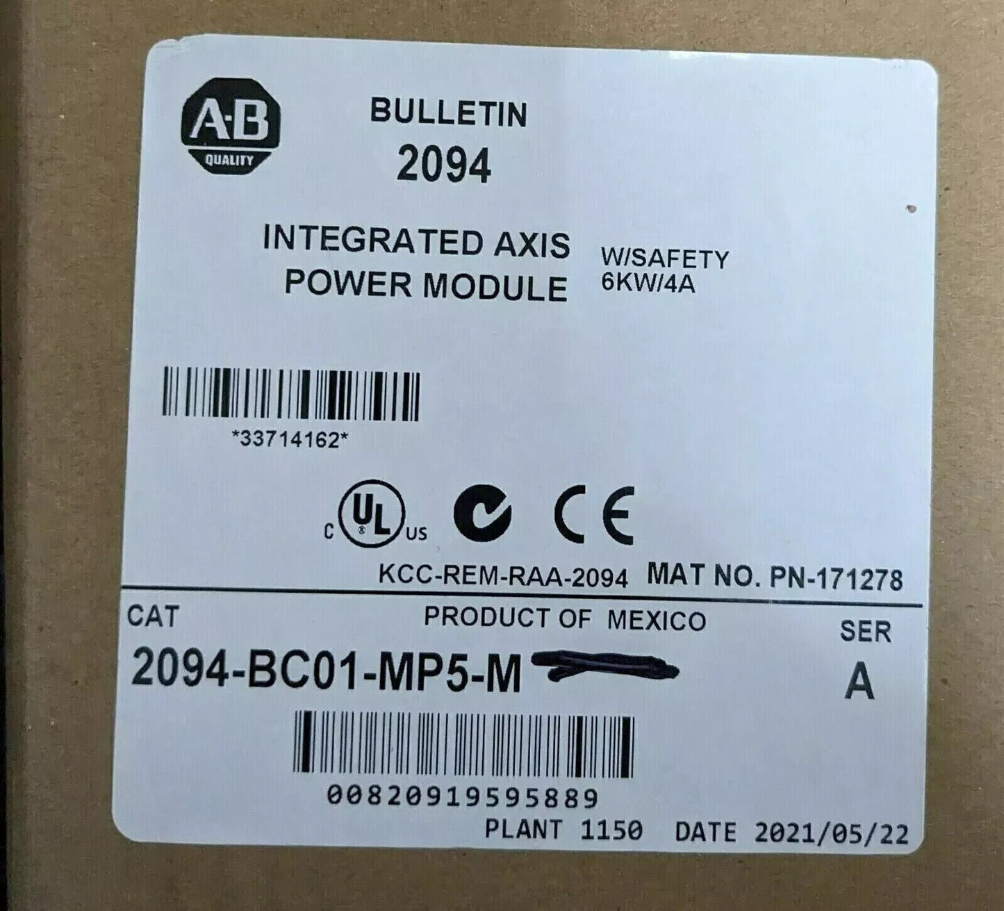 Factory Sealed Allen Bradley AB 2094-BC01-MP5-M Kinetix 6000 Integrated Axis