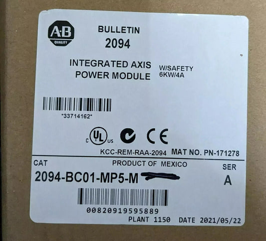 Factory Sealed Allen Bradley AB 2094-BC01-MP5-M Kinetix 6000 Integrated Axis